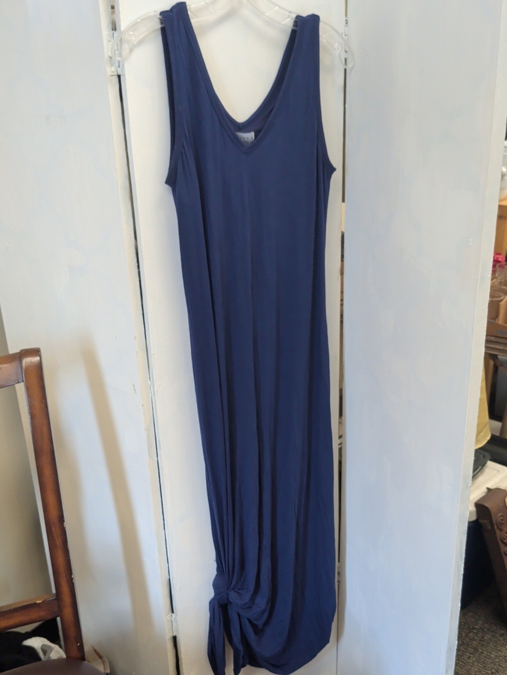 Skiveys Sleeveless Navy Maxi Dress with Side Knot